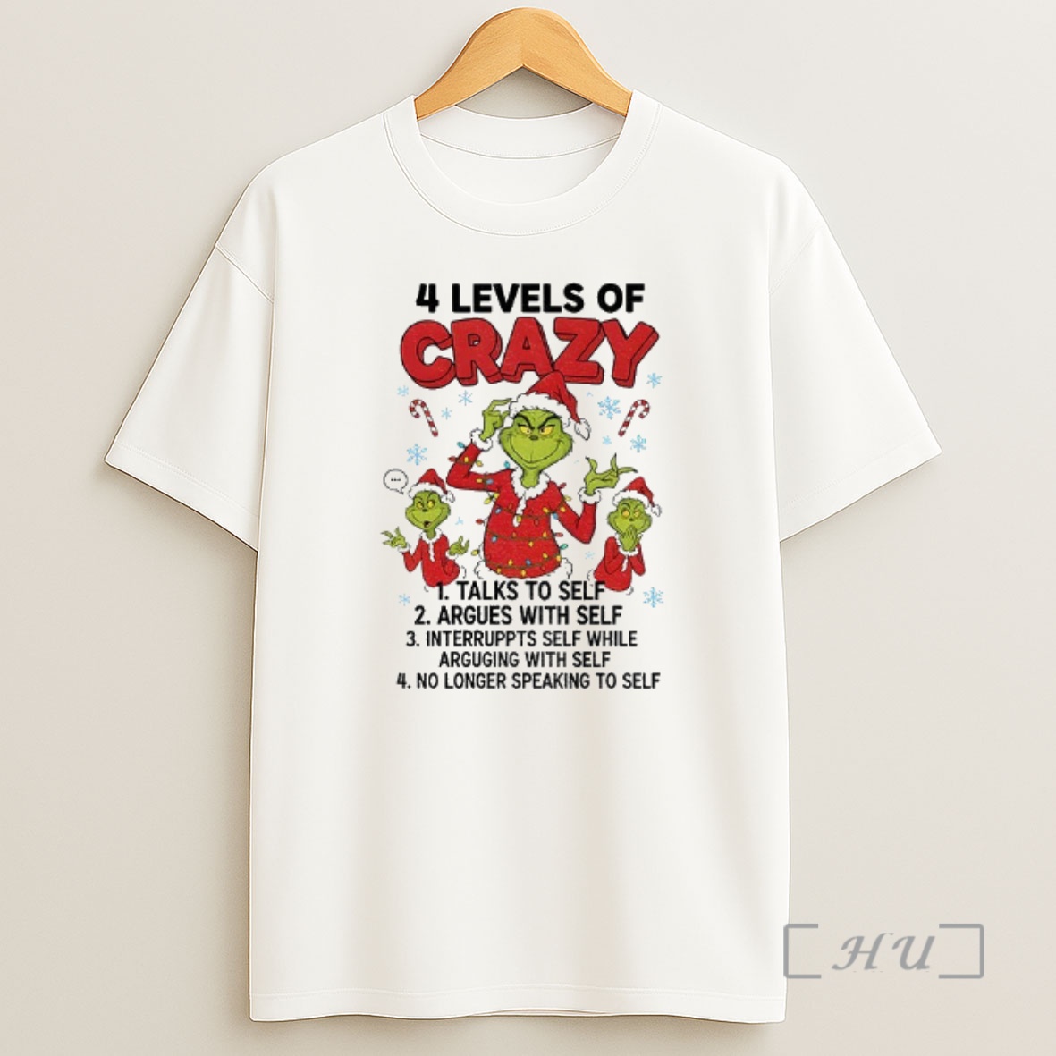 Officials Grinch Santa Hat 4 Levels Of Crazy Talks To Self Argues With Self Christmas Shirt Sweatshirt Tee