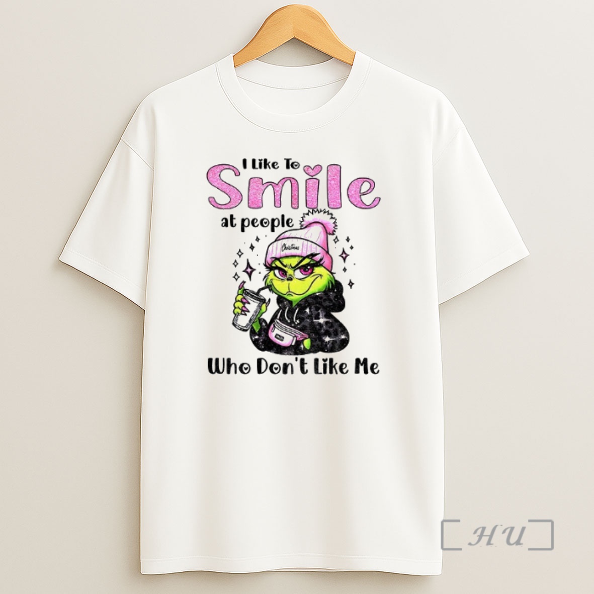 Officials Grinch Santa Hat I Like To Smile At People Who Dont Like Me Christmas Premium Shirt Sweatshirt Tee