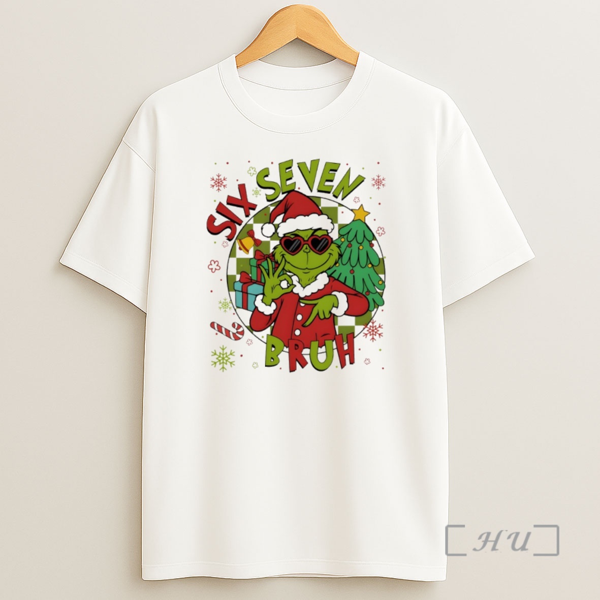 Officials Grinch Santa Hat Six Seven Bruh Merry Christmas Shirt Sweatshirt Tee