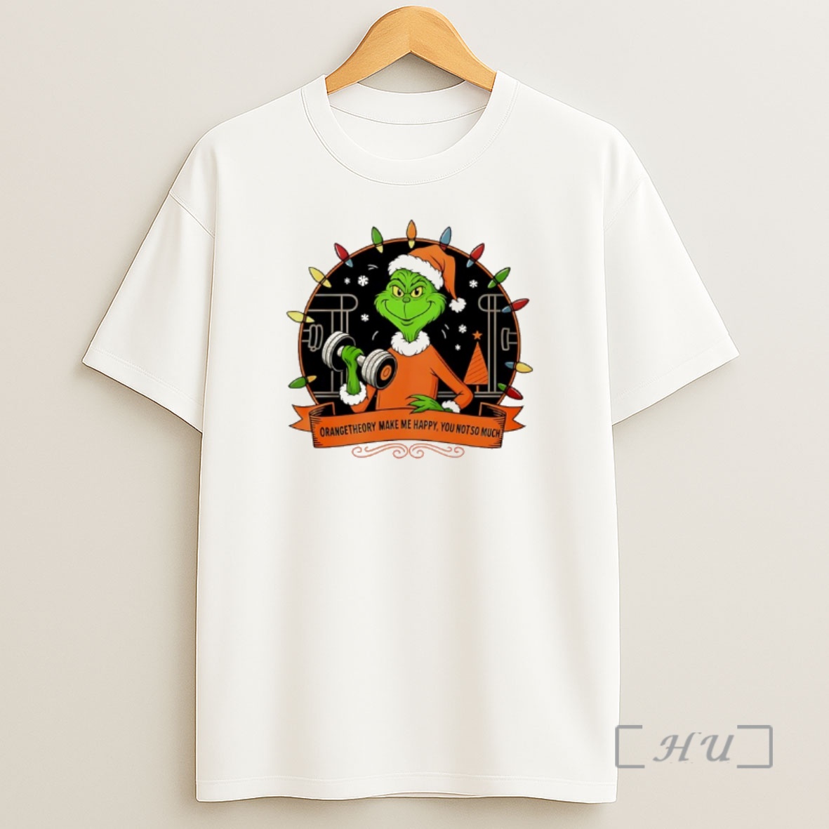 Officials Grinch Santa Orange Theory Make Me Happy You Not So Much Christmas Lights Shirt Sweatshirt Tee 1