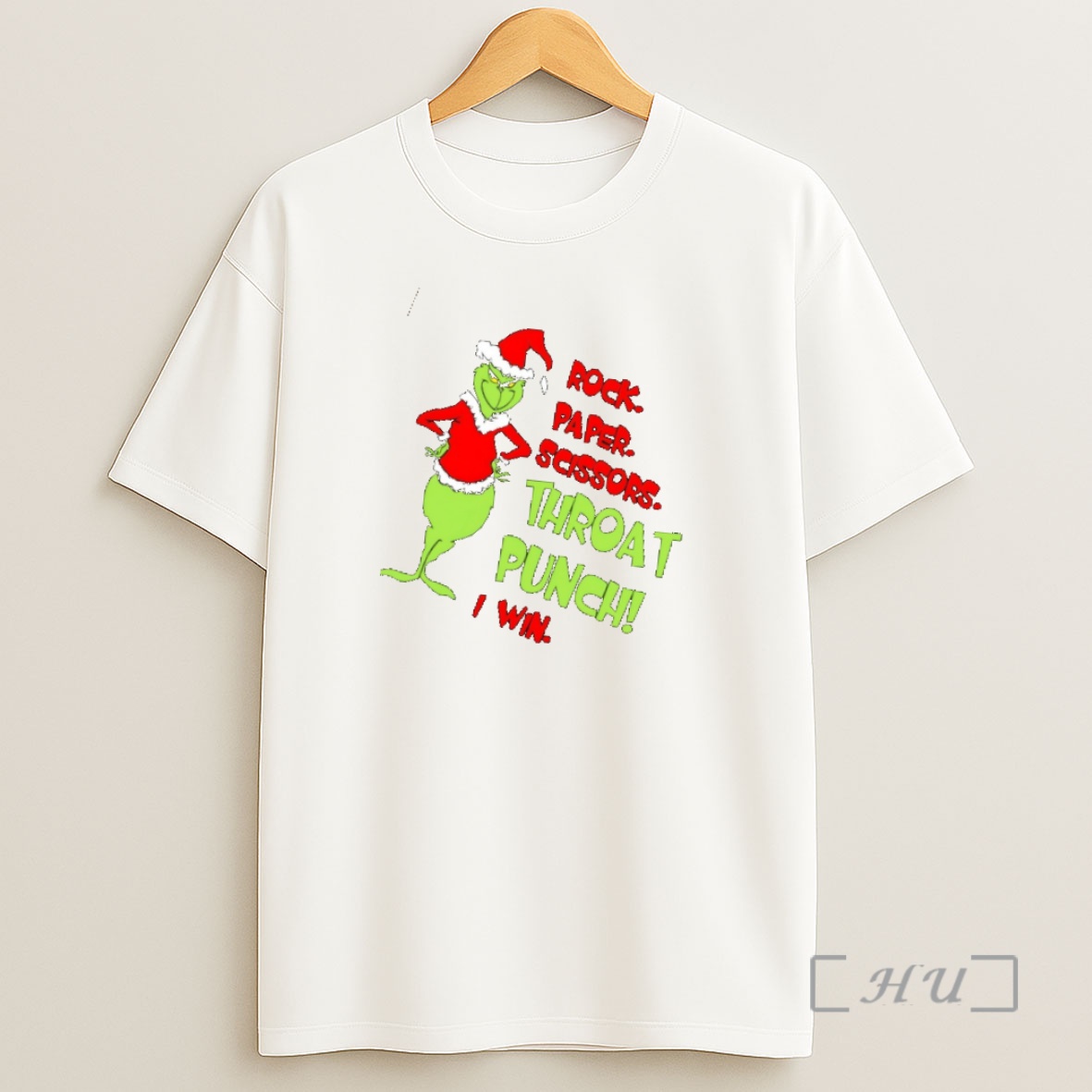 Officials Grinch Santa Rock Paper Scissors Throat Punch I Win Christmas Shirt Sweatshirt Tee