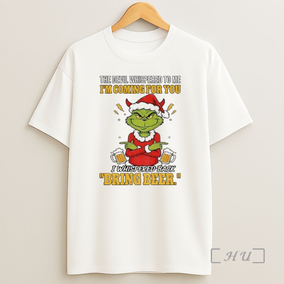 Officials Grinch Santa The Devil Whispered To Me Im Coming For You Merry Christmas Premium Shirt Sweatshirt Tee