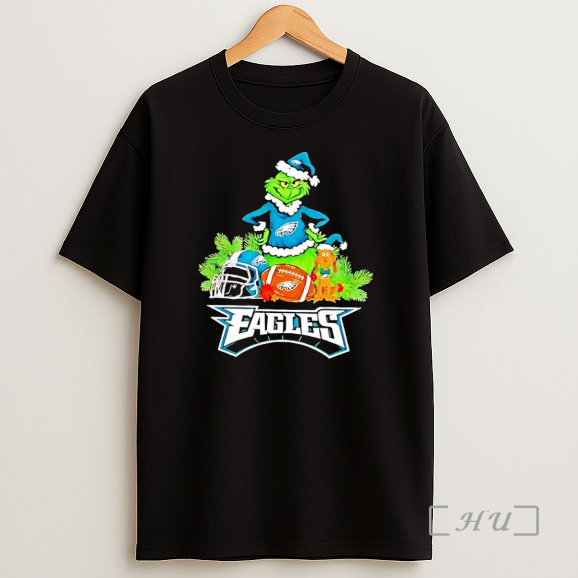 Officials Grinch And Max Dog Philadelphia Eagles Football Merry Christmas Premium Shirt Sweatshirt Tee