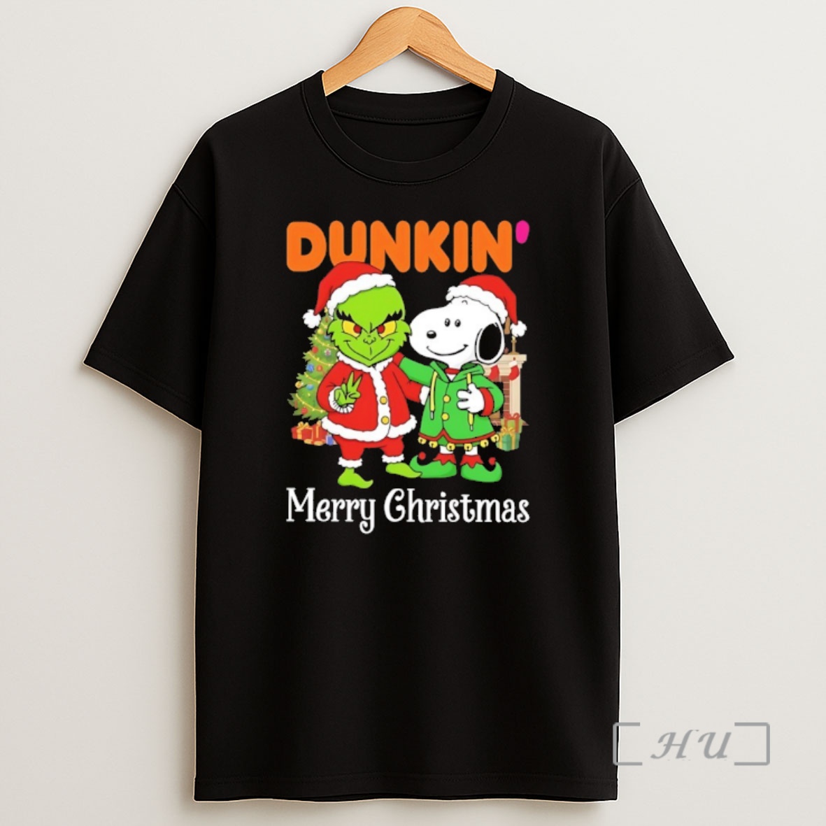 Officials Grinch And Snoopy Santas X Dunkin Merry Christmas Premium Shirt Sweatshirt Tee