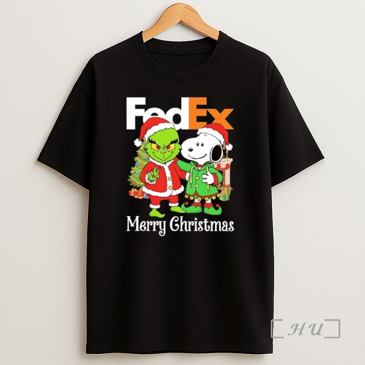 Officials Grinch And Snoopy Santas X Fedex Merry Christmas Premium Shirt Sweatshirt Tee