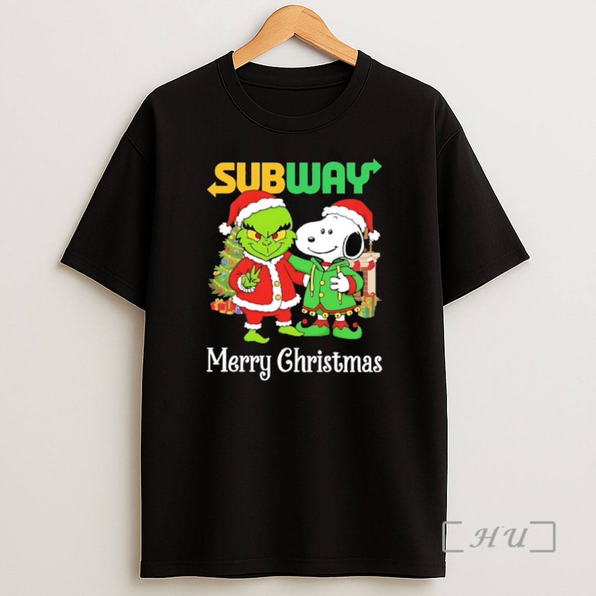 Officials Grinch And Snoopy Santas X Subway Merry Christmas Premium Shirt Sweatshirt Tee
