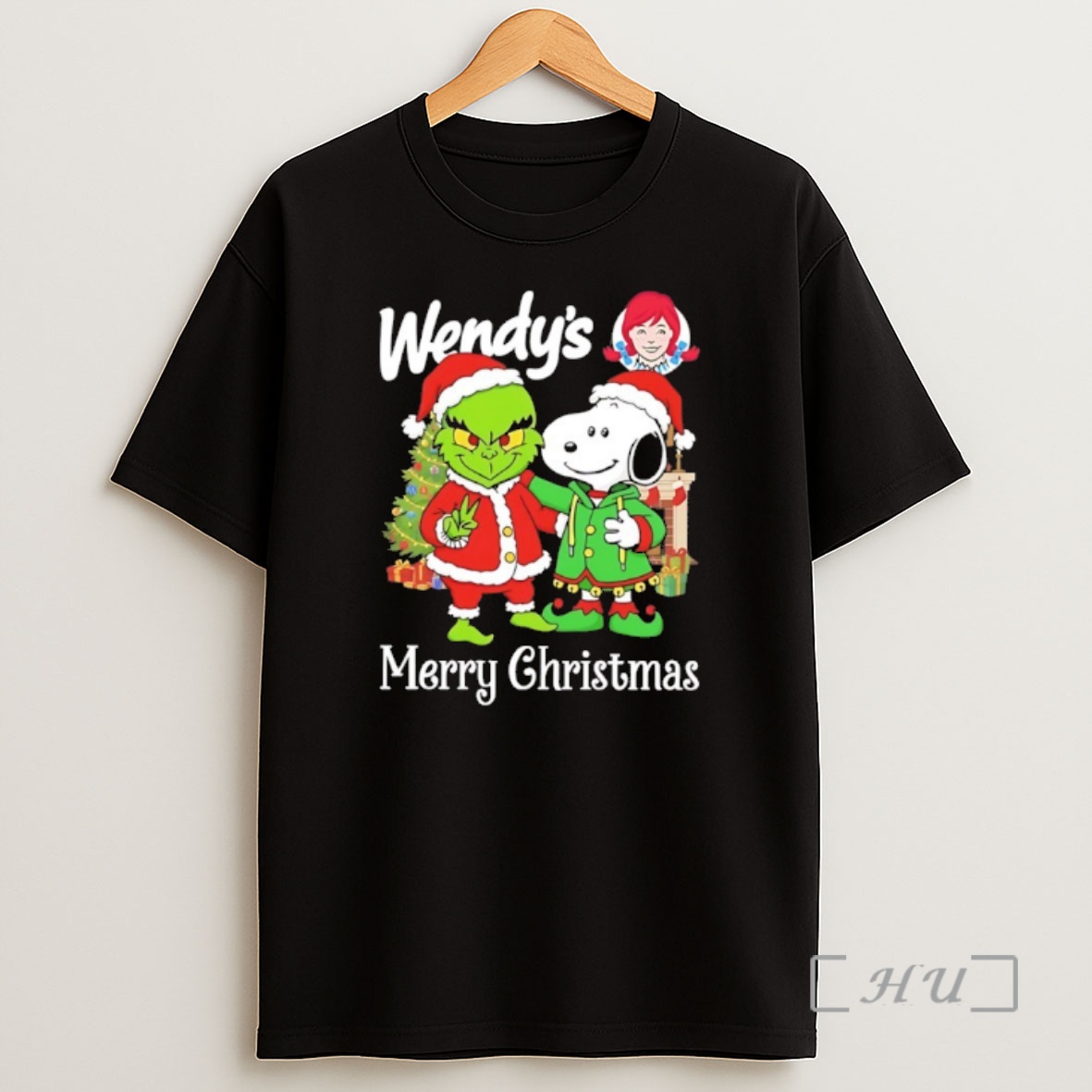 Officials Grinch And Snoopy Santas X Wendys Merry Christmas Premium Shirt Sweatshirt Tee