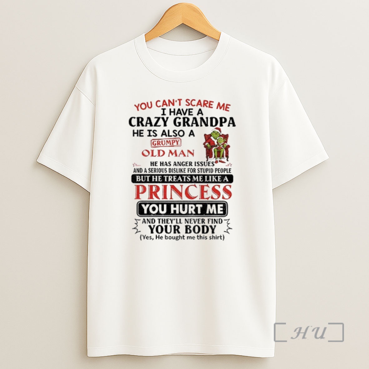 Officials Grinch Couple Santa You Cant Scare Me I Have A Crazy Grandpa He Is Also A Grumpy Old Man Merry Christmas Shirt Sweatshirt Tee