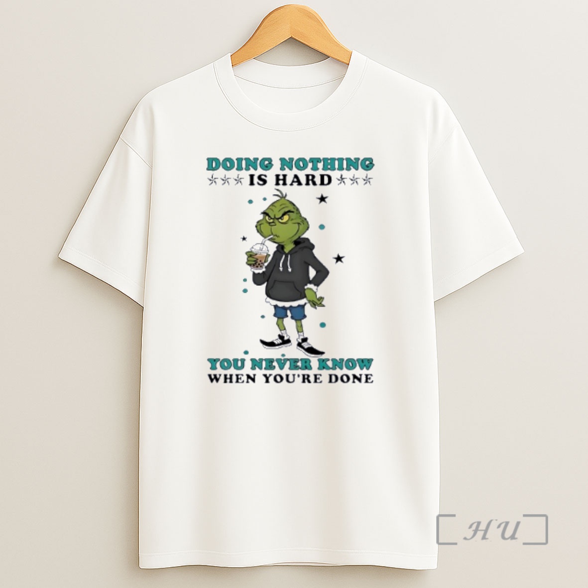 Officials Grinch Drinking Milk Tea Doing Nothing Is Hard You Never Know Premium Shirt Sweatshirt Tee