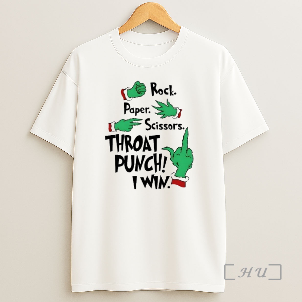 Officials Grinch Hand Rock Paper Scissors Throat Punch I Win Christmas Shirt Sweatshirt Tee