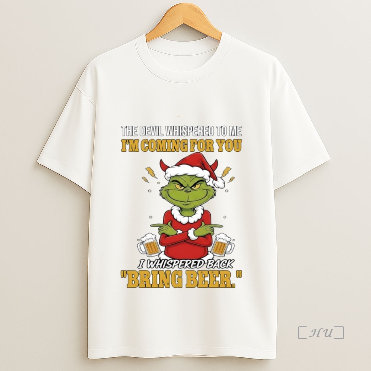 Officials Grinch The Devil Whispered To Me Im Coming For You I Whispered Back Bring Beer Circle Premium Shirt Sweatshirt Tee