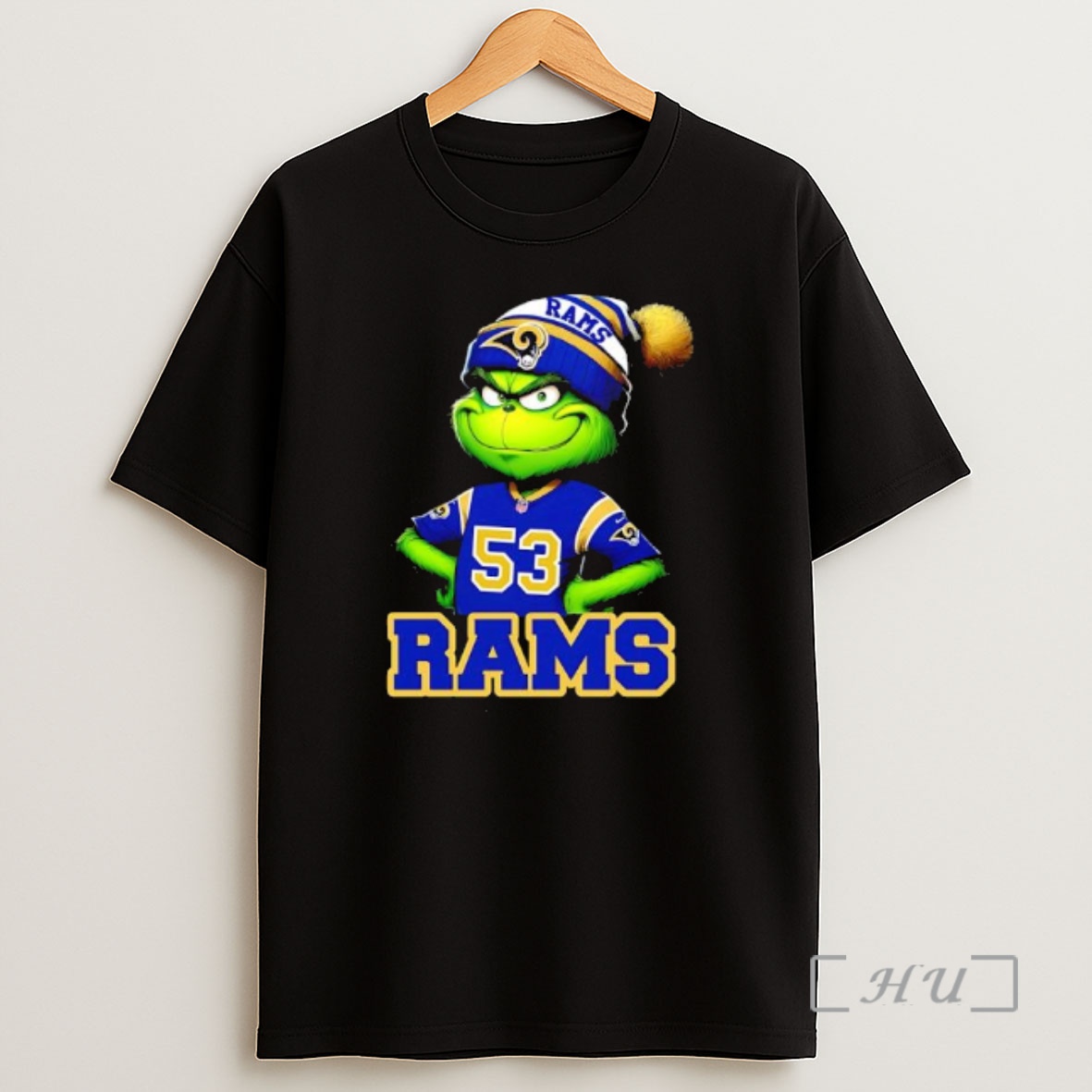 Officials Grinch Wearing Los Angeles Rams Number 53 Apparel Item Shirt Sweatshirt Tee