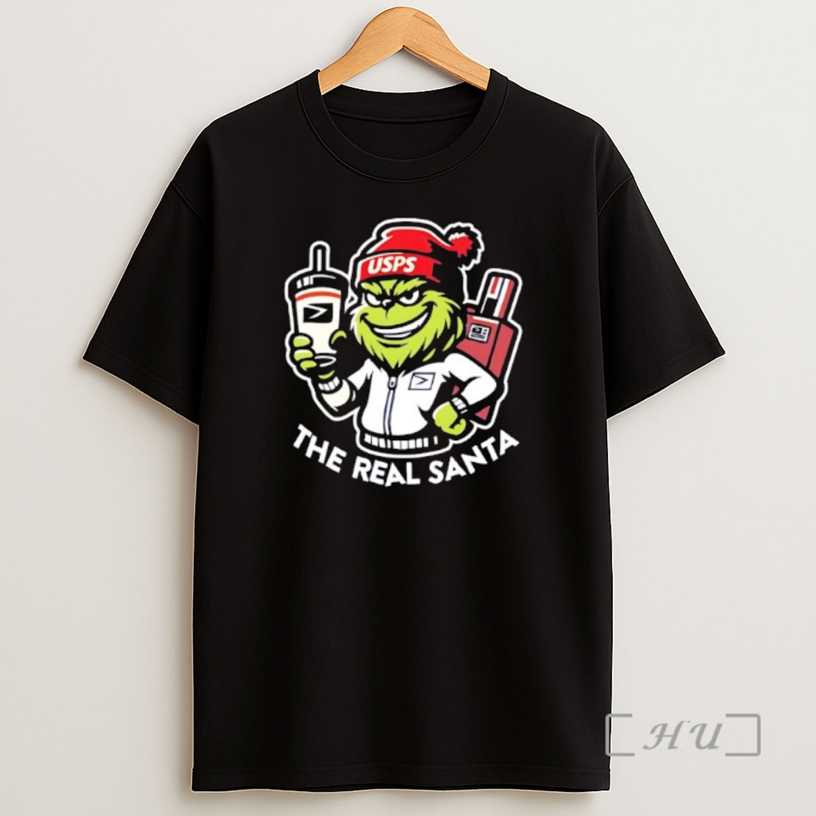 Officials Grinch Wearing Usps The Real Santa Merry Christmas Shirt Sweatshirt Tee