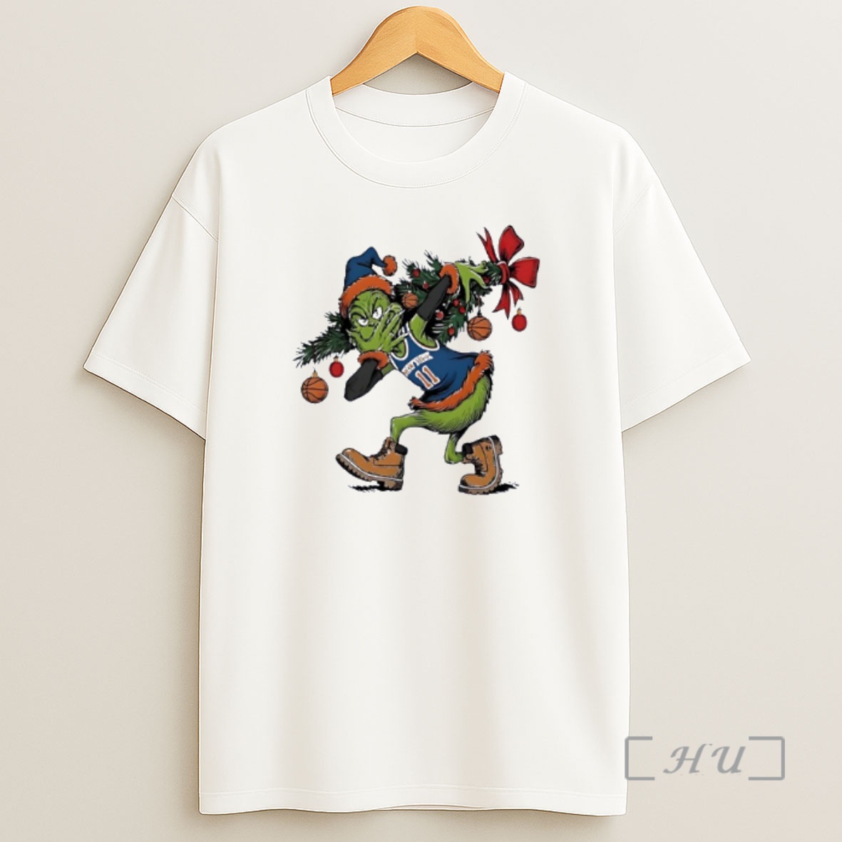 Officials Grinch X Jalen Brunson 3 Point Celebration Christmas Premium Shirt Sweatshirt Tee