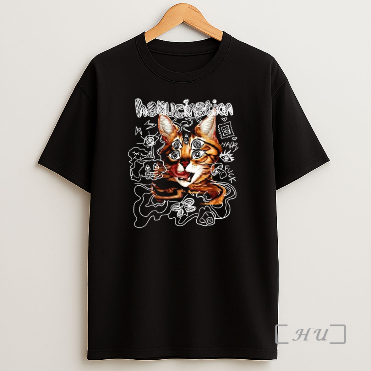 Officials Hallucination Cat With Many Eyes Happy Luck Doodles Shirt Sweatshirt Tee