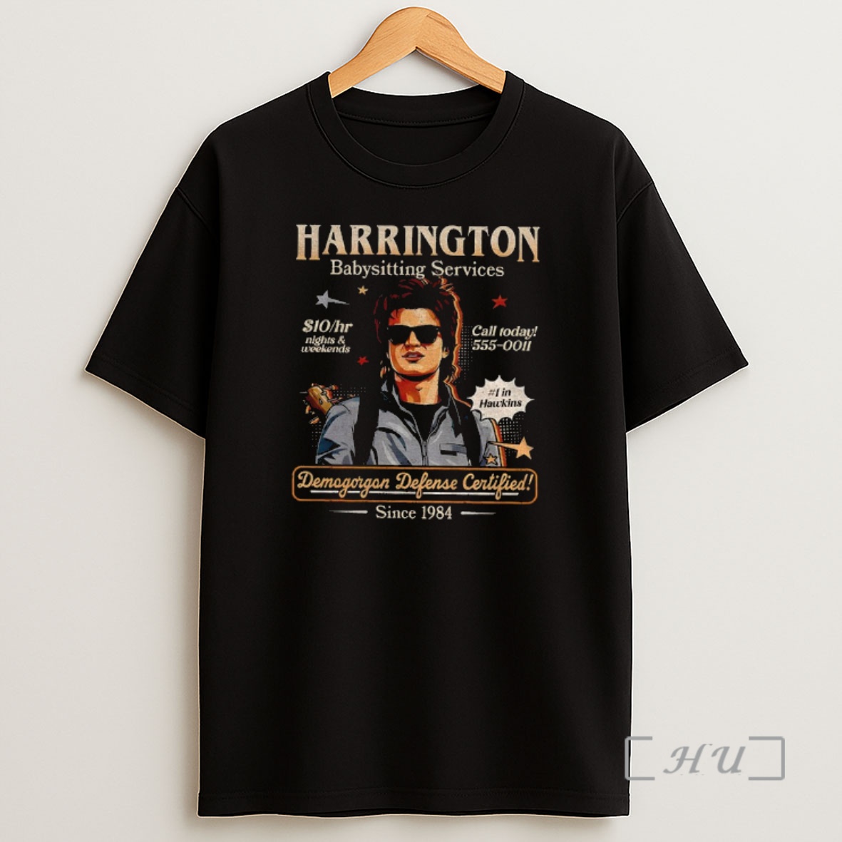 Officials Harrington Babysitting Services Demogorgon Defense Certified Since 1984 Stranger Things Shirt Sweatshirt Tee