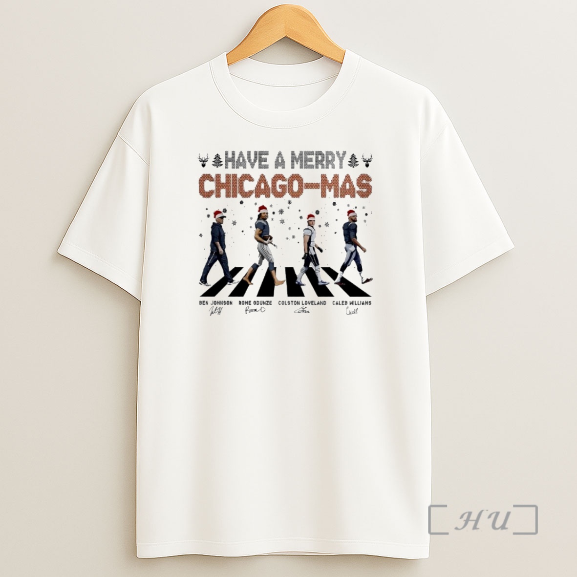 Officials Have A Merry Chicago Mas Bears Football Abbey Road Signatures Circle Shirt Sweatshirt Tee