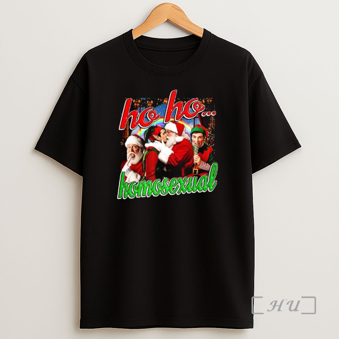 Officials Ho Ho Homosexual Santa Kiss Elf Christmas Premium Shirt Sweatshirt Tee