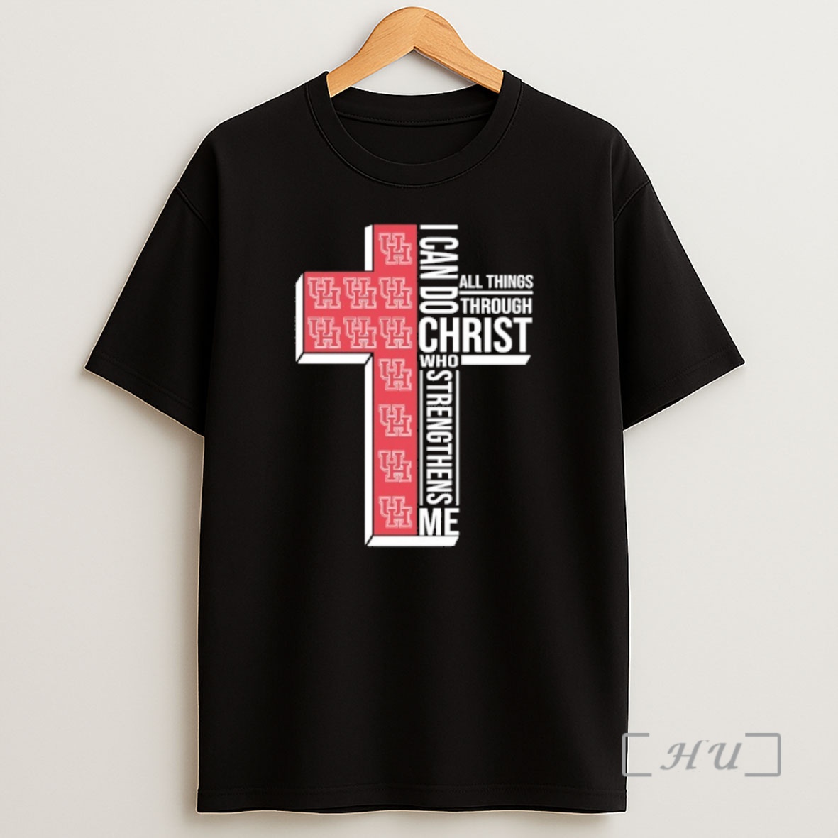 Officials Houston Cougars Cross I Can Do All Things Through Christ Who Strengthen Me Shirt Sweatshirt Tee