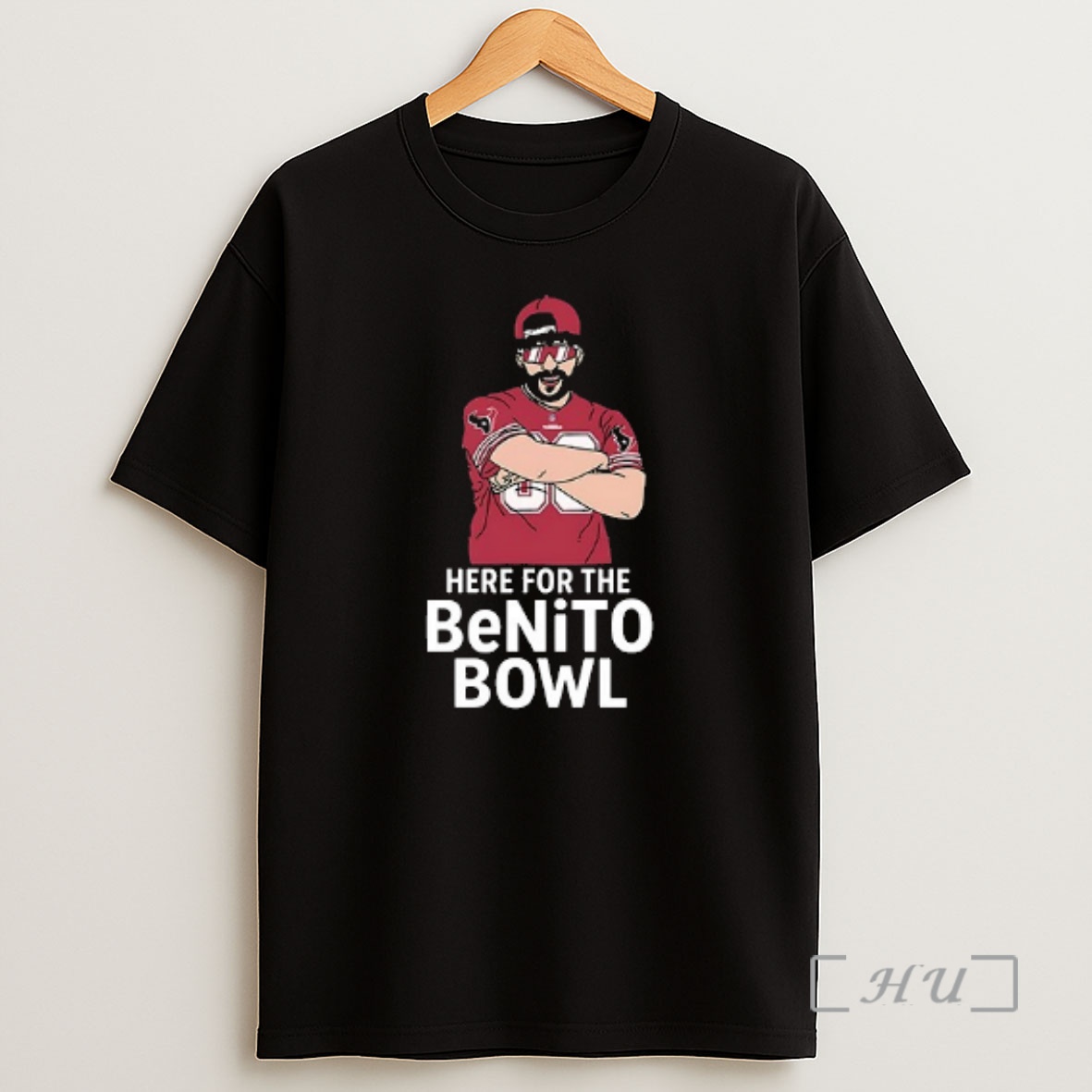 Officials Houston Texans X Super Bowl Halftime Here For The Benito Bowl Art Double Sided Graphic Shirt Sweatshirt Tee
