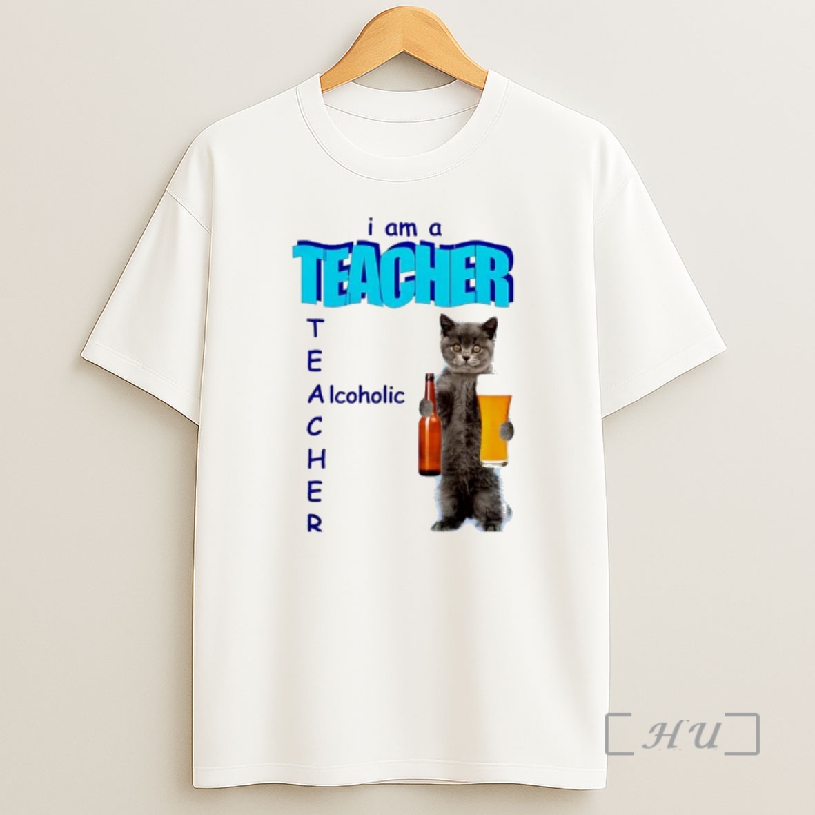 Officials I Am A Teacher Alcoholic Cat And Beer Graphic Shirt Sweatshirt Tee