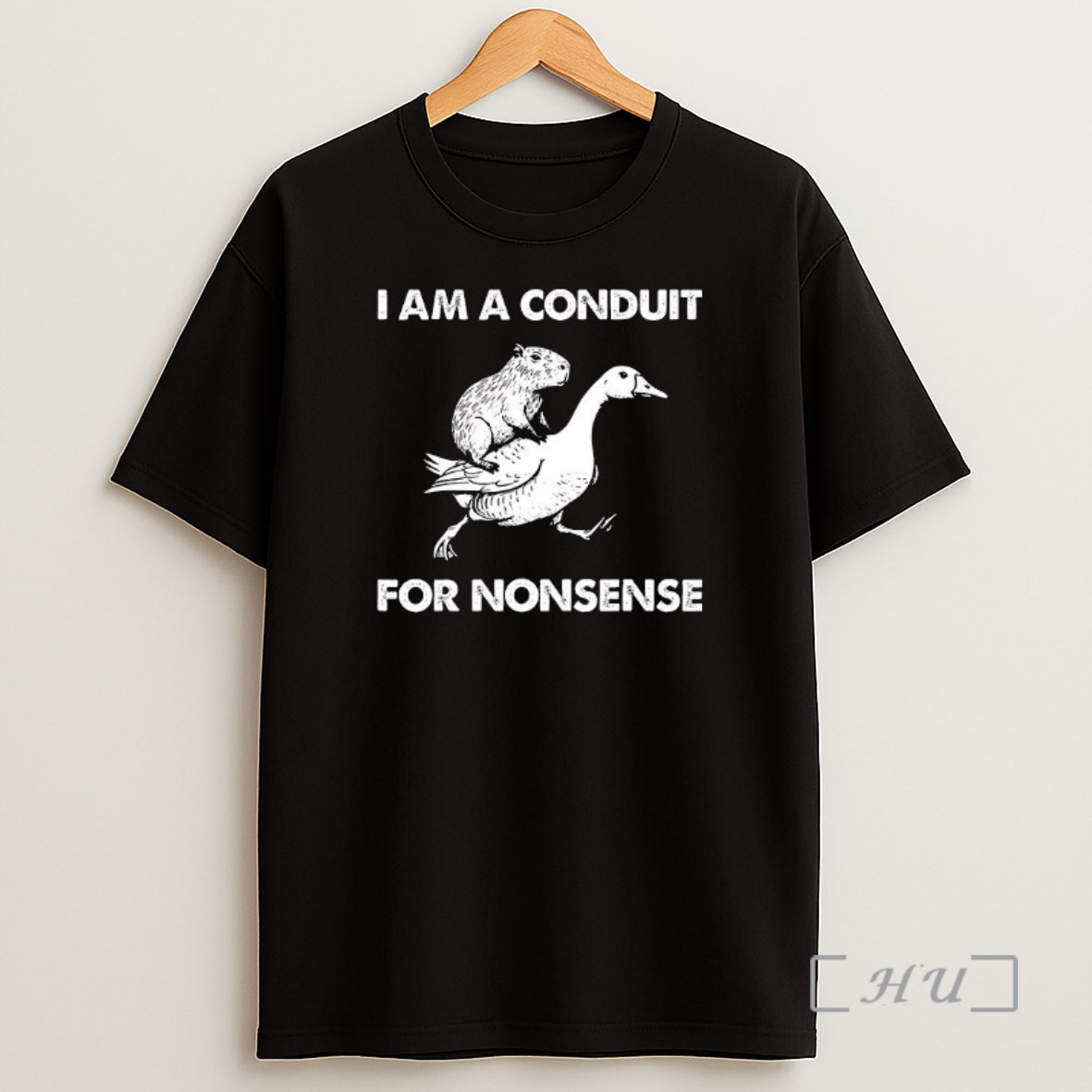 Officials I Am A Conduit For Nonsense Capybara Riding Goose Shirt Sweatshirt Tee