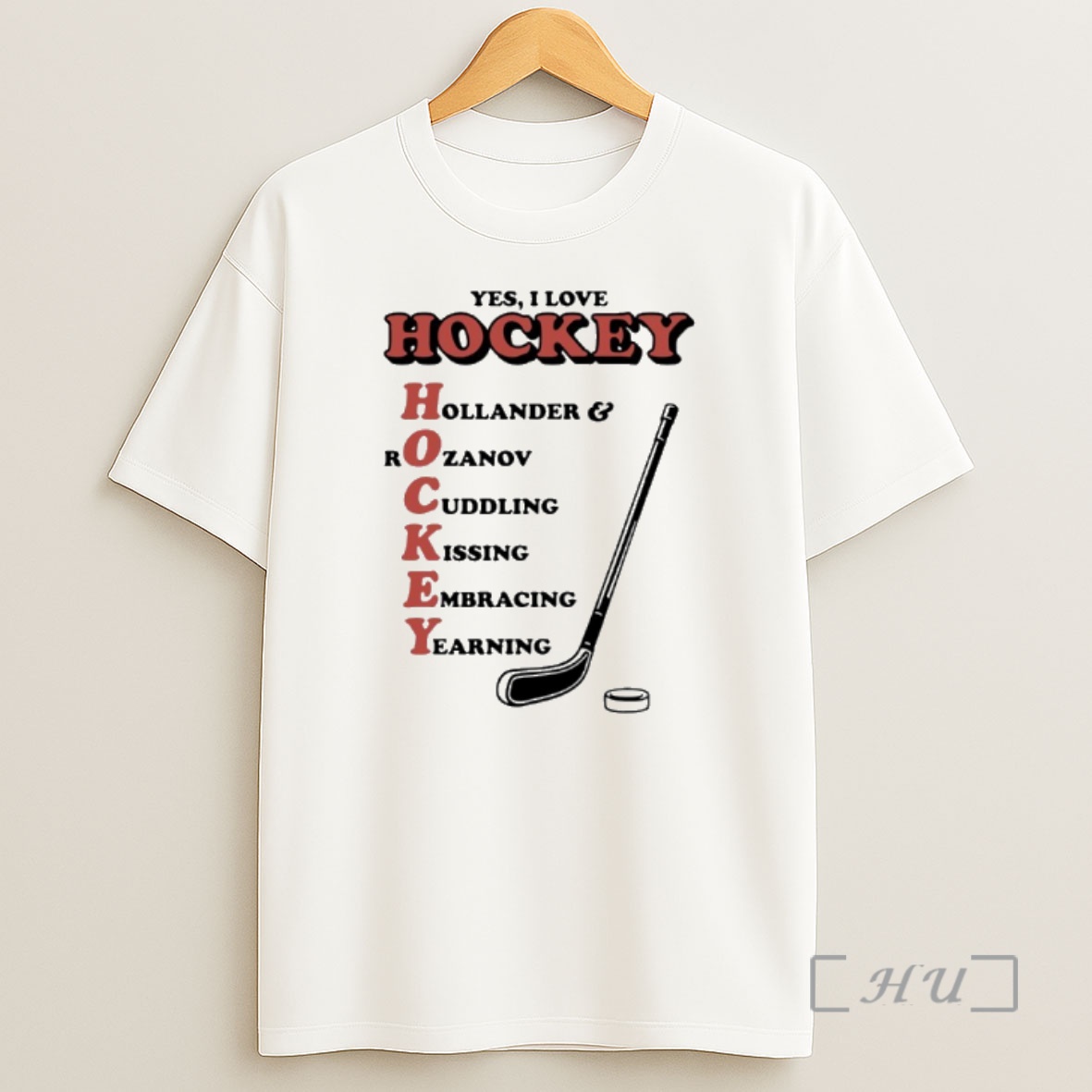 Officials I Love Hockey Hollander Rozanov Cuddling Kissing Embracing Yearning Acronym Shirt Sweatshirt Tee