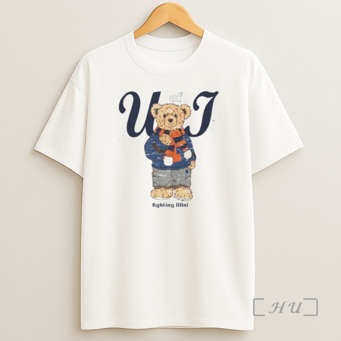 Officials Illinois Fighting Illini Tan Cozy Bear Ornaments Shirt Sweatshirt Tee