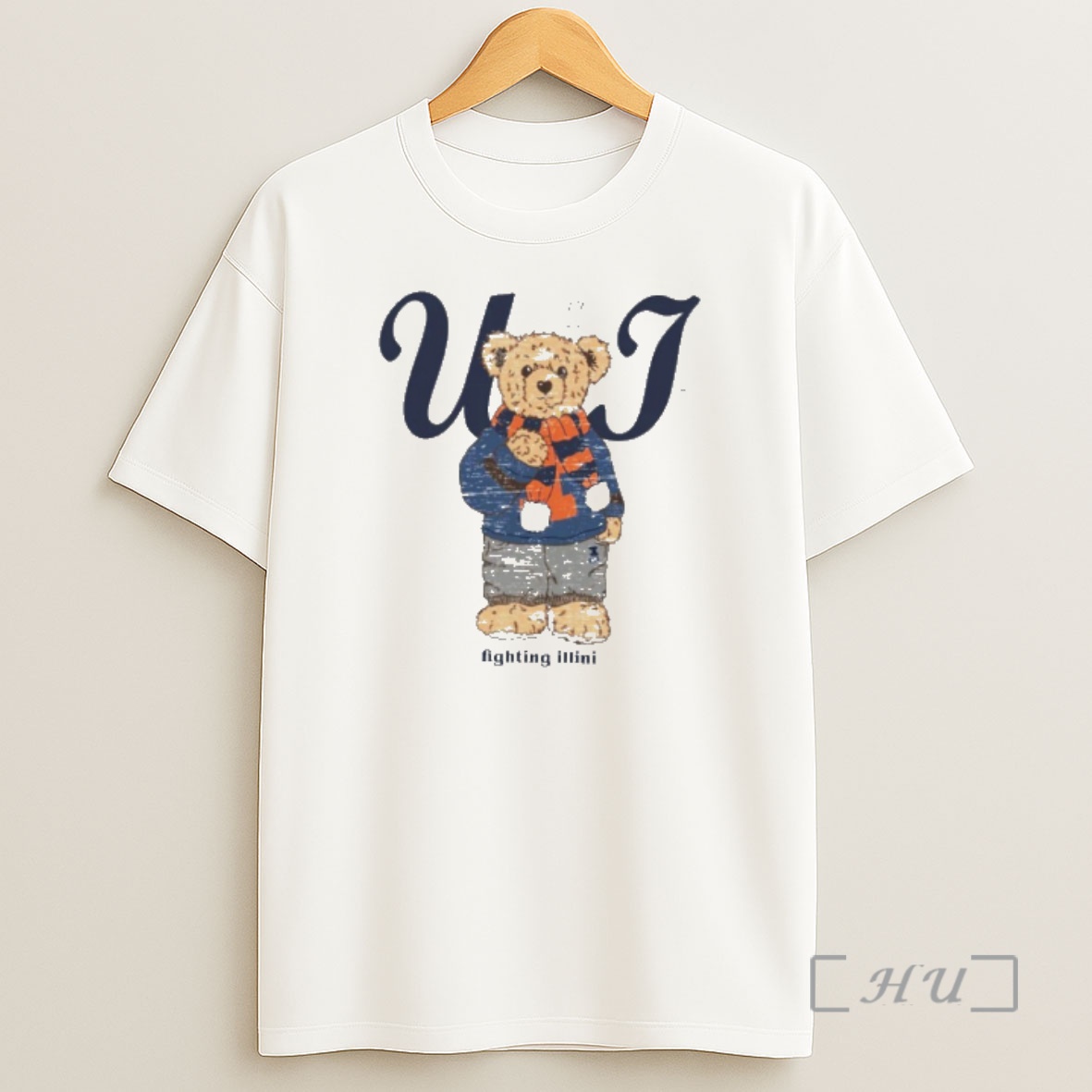 Officials Illinois Fighting Illini Tan Cozy Bear Shirt Sweatshirt Tee