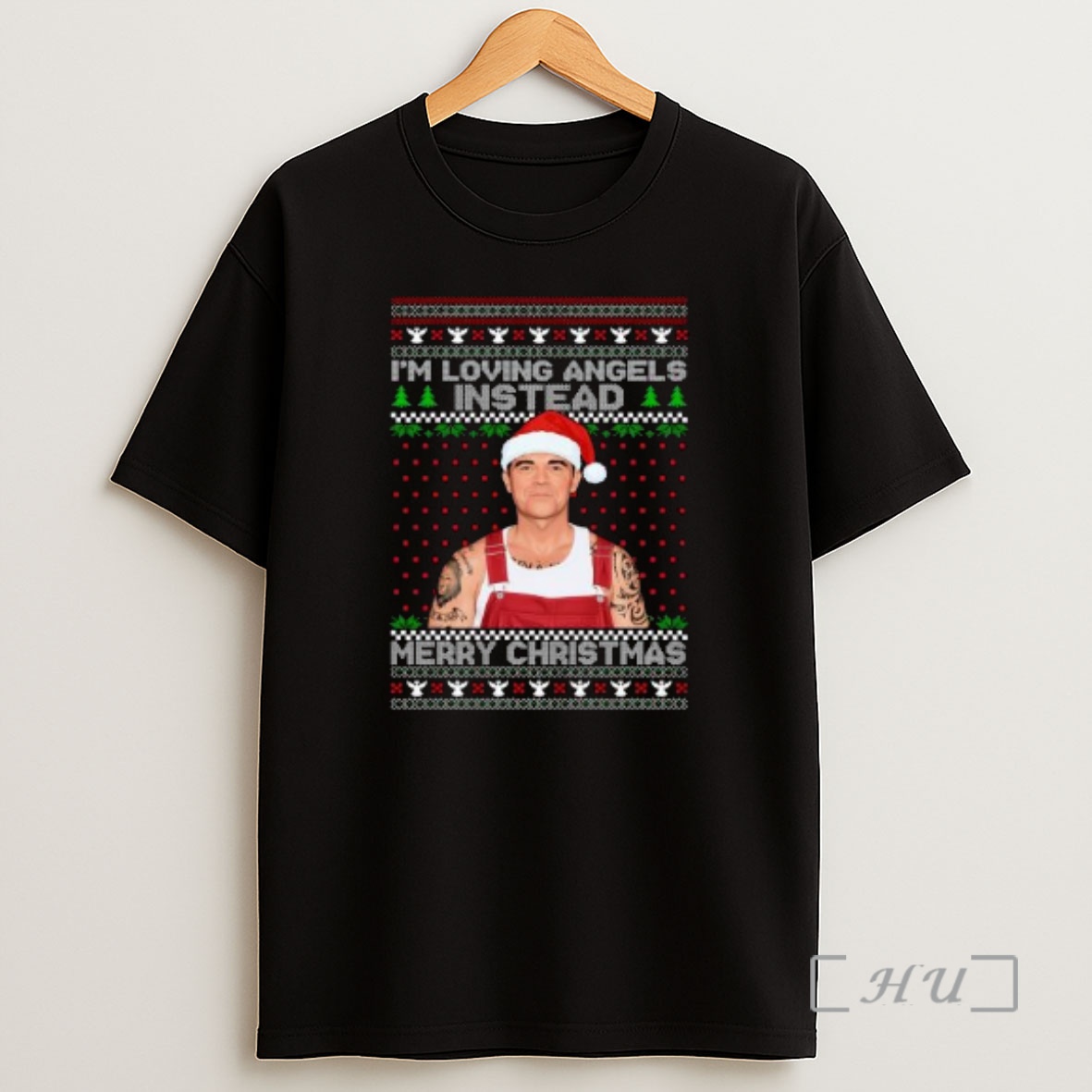 Officials Im Loving Angels Instead Robbie Williams Christmas Ugly Circle Black Premium Shirt Sweatshirt Tee
