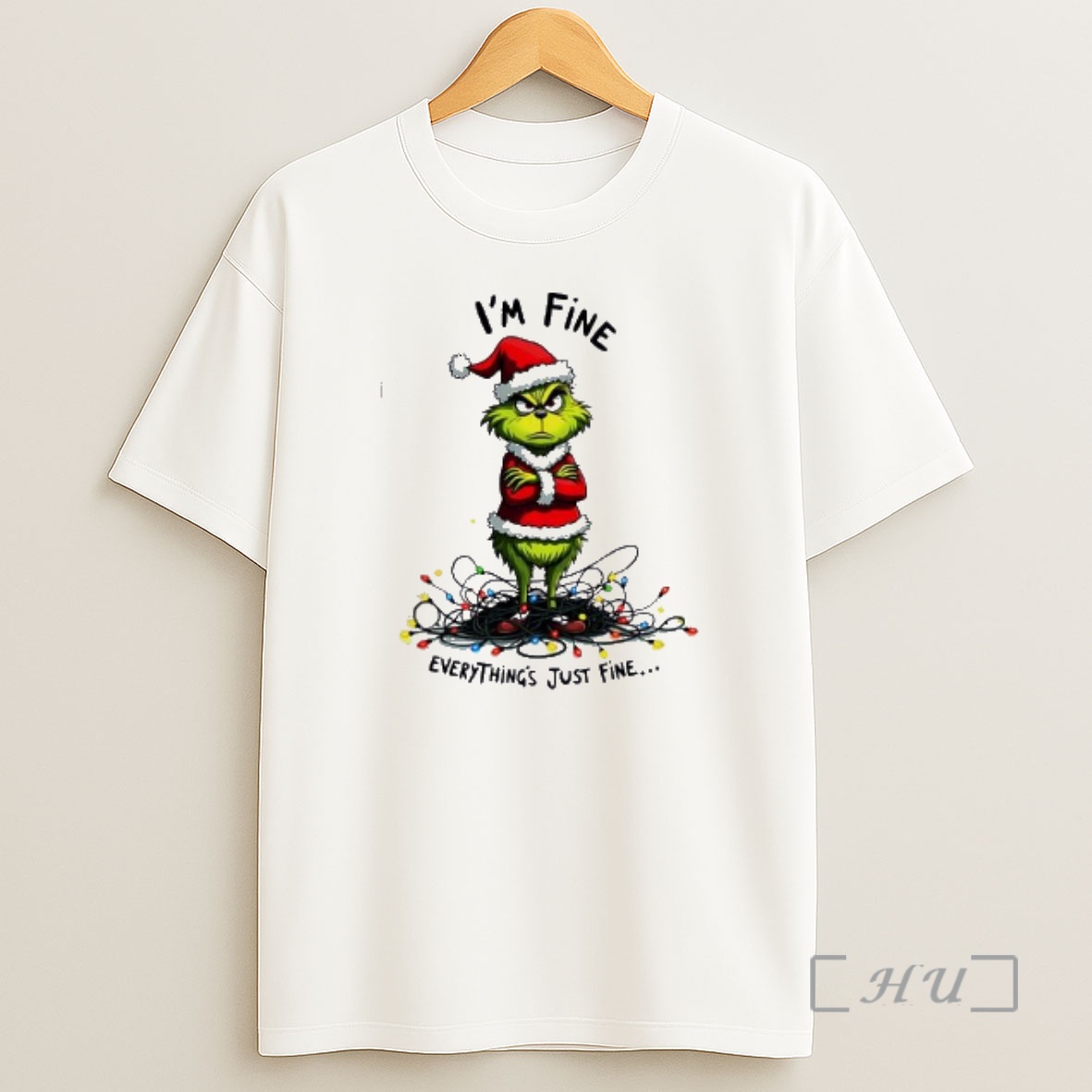 Officials Im Fine Everything Just Fine Christmas Light Funny Grinchmas Premium Shirt Sweatshirt Tee