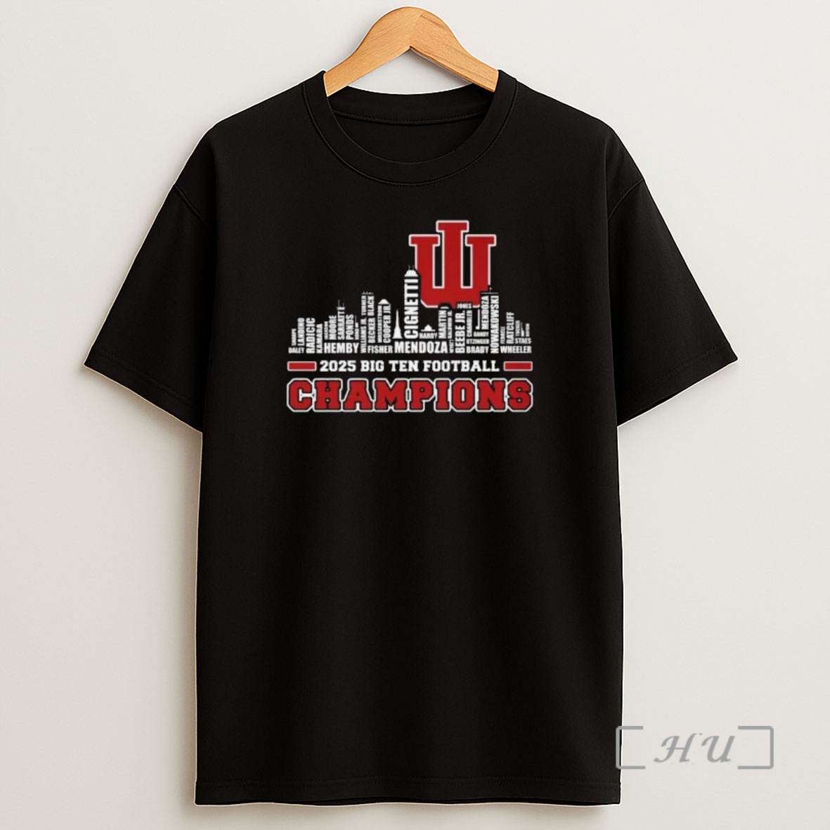 Officials Indiana Hoosiers 2025 Big Ten Football Champions Skyline Names Shirt Sweatshirt Tee