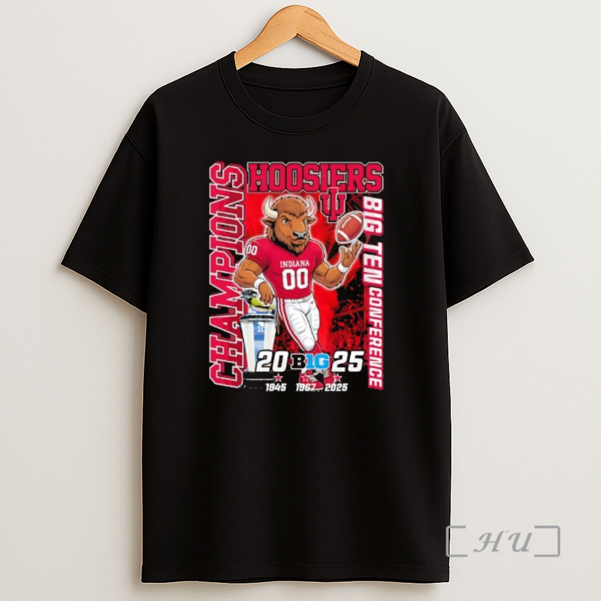 Officials Indiana Hoosiers Big Ten Conference Champions 1945 1967 2025 Mascot Logo Premium Shirt Sweatshirt Tee