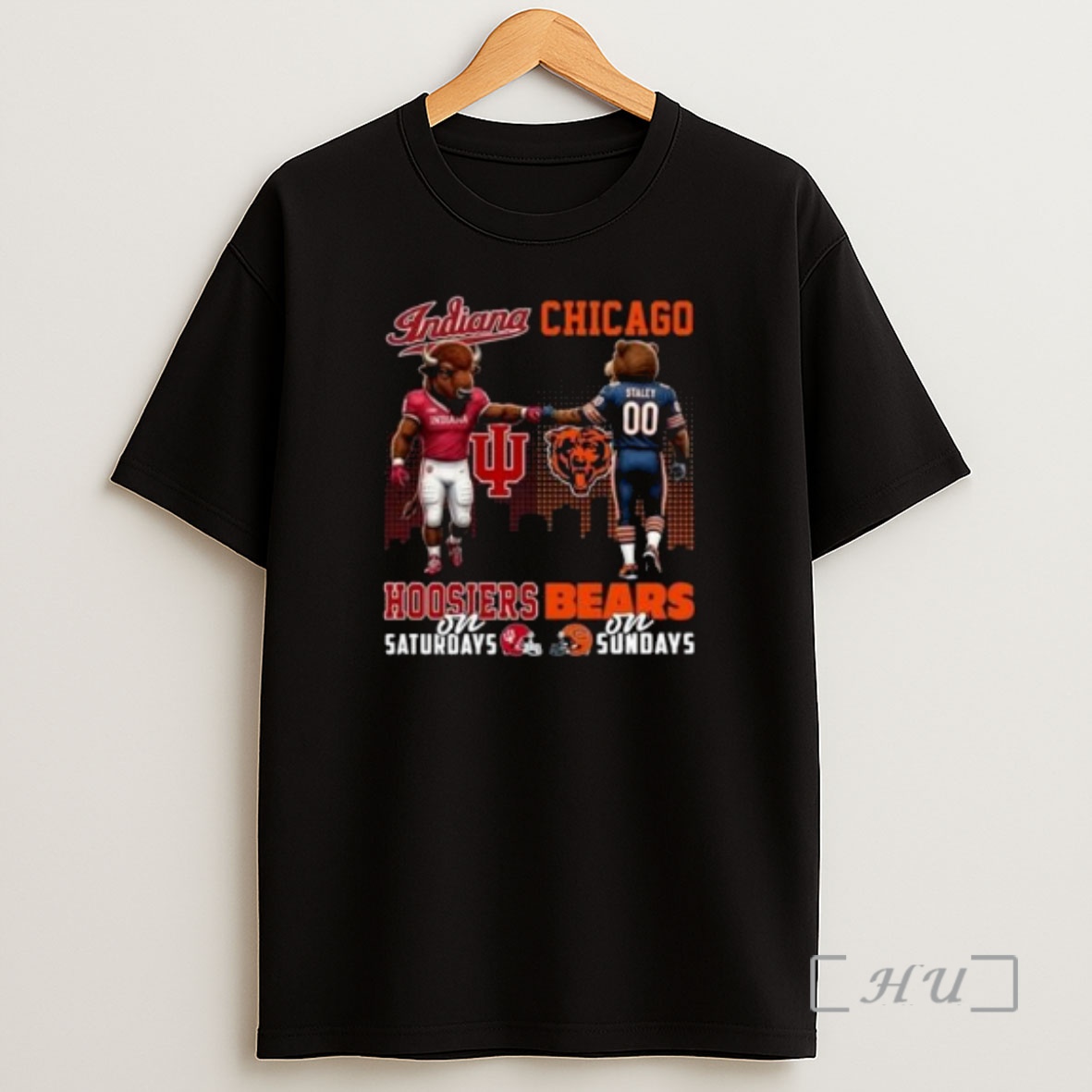 Officials Indiana Hoosiers On Saturdays X Chicago Bears On Sundays Mascot 2025 Circle Black Shirt Sweatshirt Tee