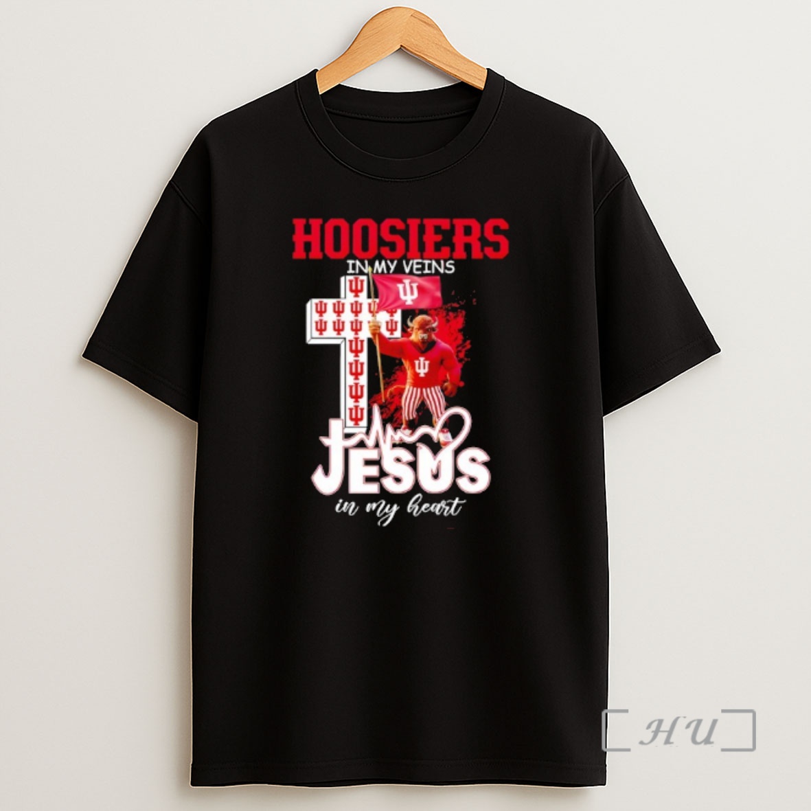 Officials Indiana Hoosiers In My Veins Jesus In My Heart Flag Shirt Sweatshirt Tee