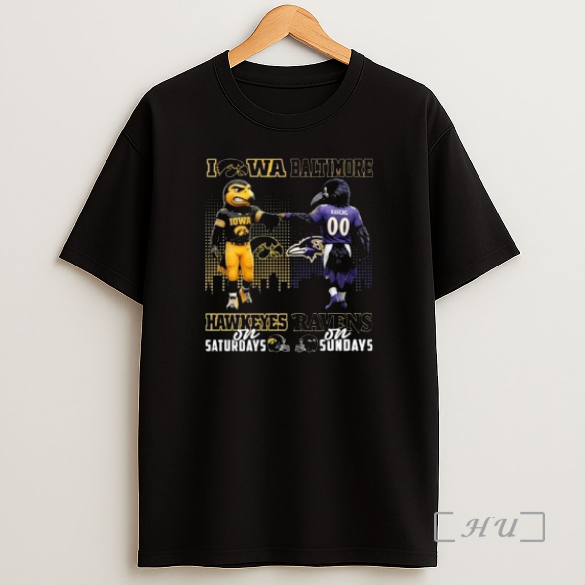 Officials Iowa Hawkeyes On Saturdays X Baltimore Ravens On Sundays Mascot 2025 Circle Black Shirt Sweatshirt Tee