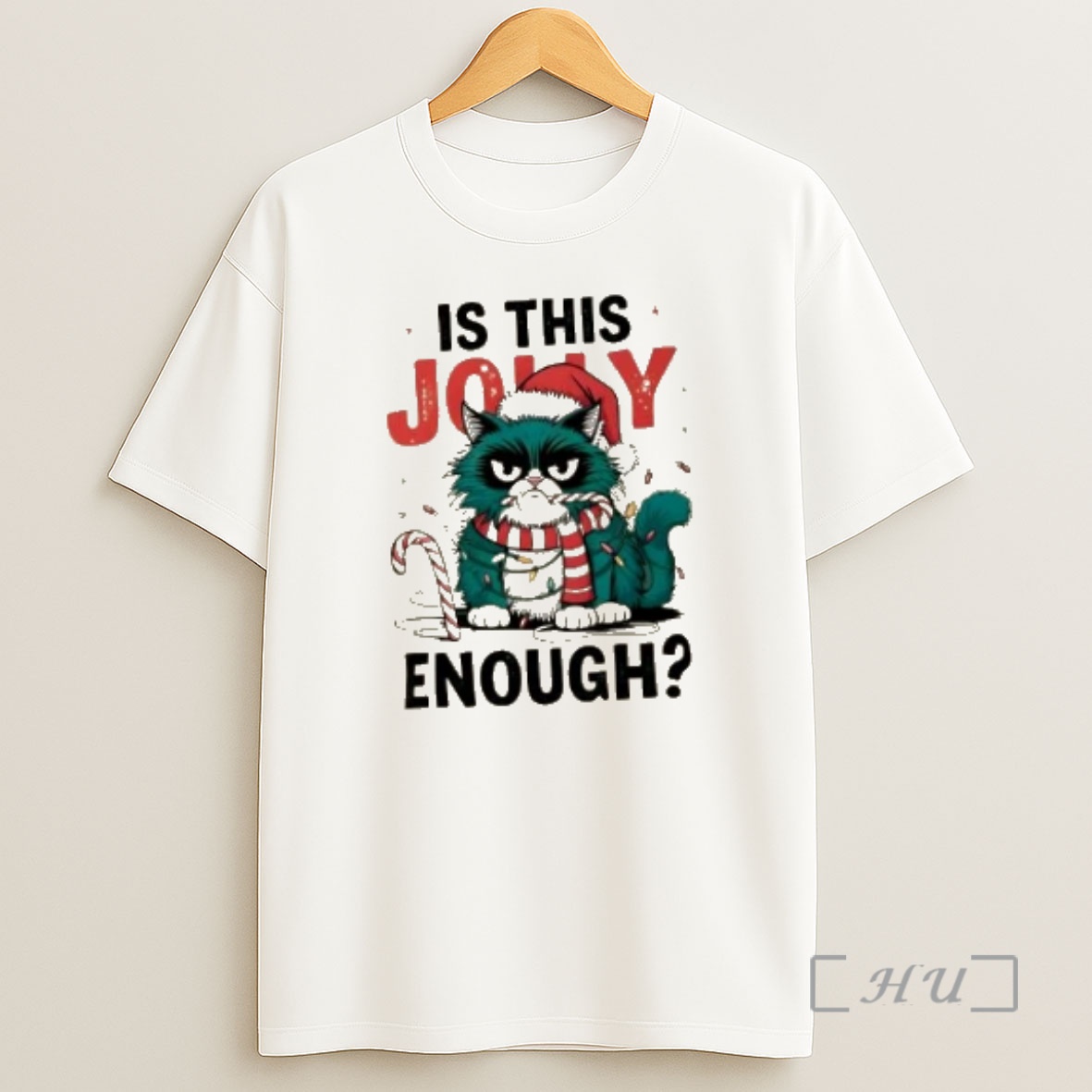 Officials Is This Jolly Enough Grumpy Cat Christmas Lights Premium Shirt Sweatshirt Tee