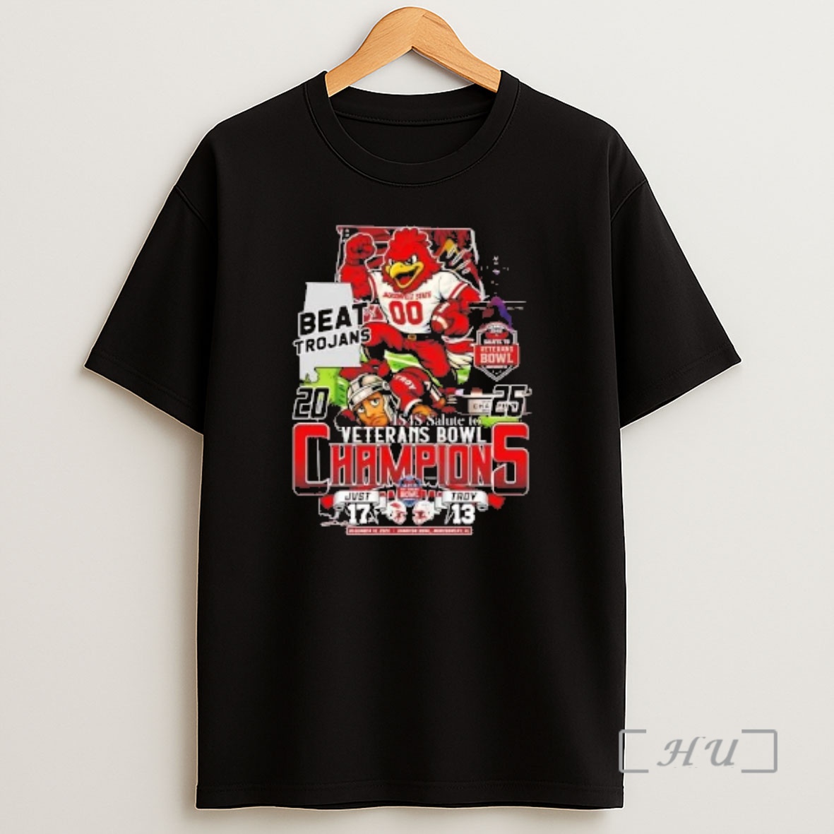 Officials Jacksonville State Gamecocks 2025 Veterans Bowl Champions Beat Trojans Mascot Shirt Sweatshirt Tee