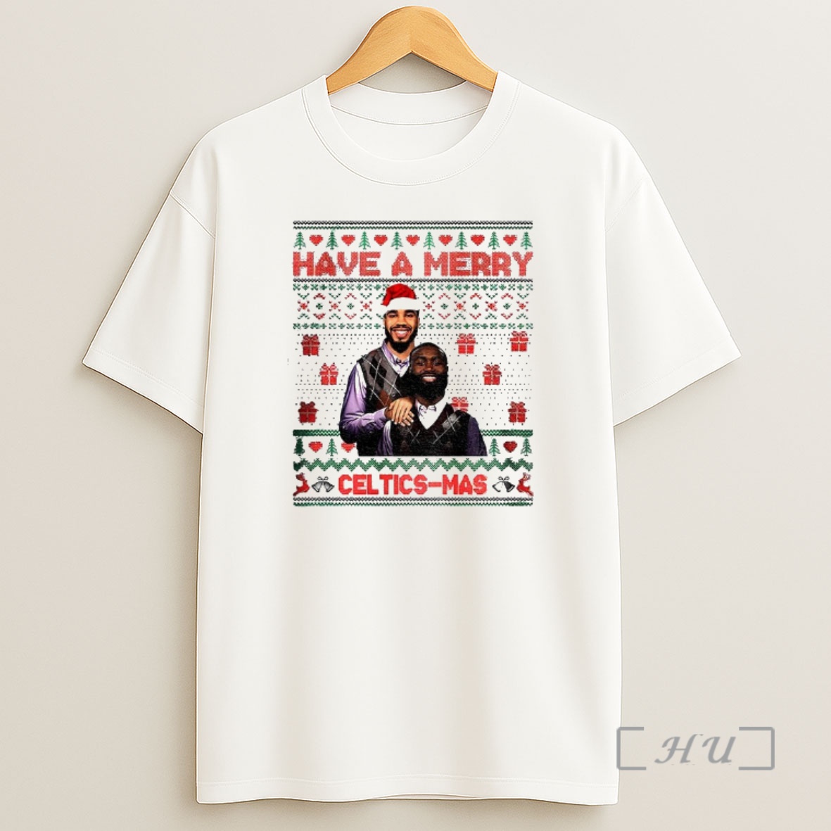 Officials Jayson Tatum And Jaylen Brown Boston Celtics Stepbrothers Have A Merry Celtics Mas Christmas Premium Shirt Sweatshirt Tee