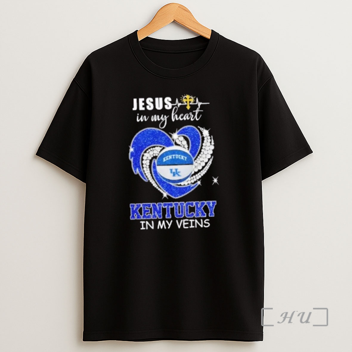 Officials Jesus In My Heart Kentucky Wildcats In My Veins Diamond Heart Shirt Sweatshirt Tee