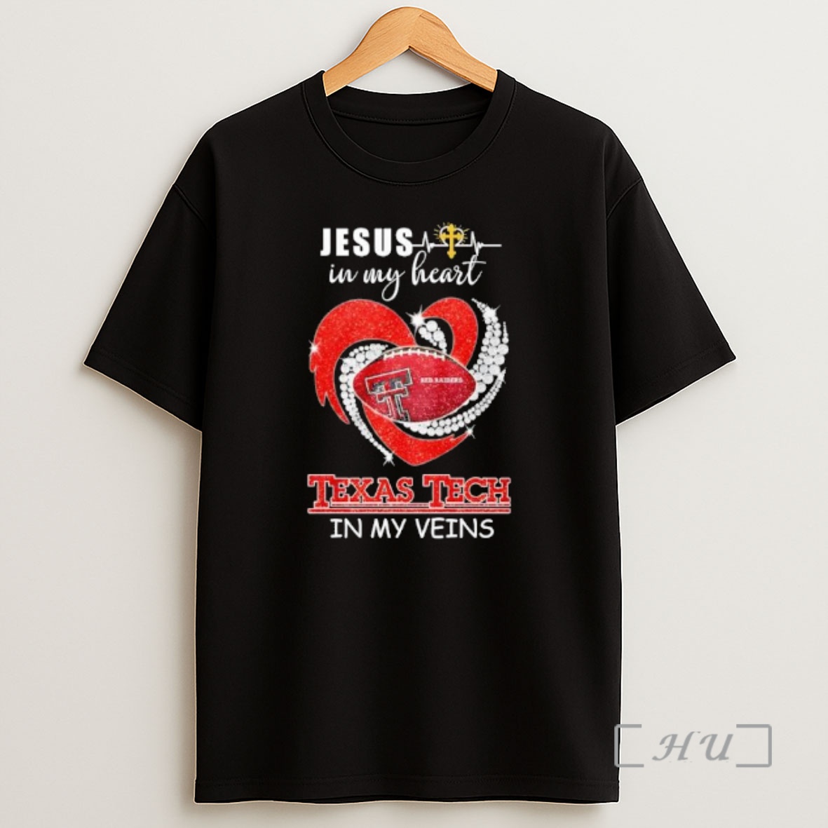Officials Jesus In My Heart Texas Tech Red Raiders In My Veins Shirt Sweatshirt Tee