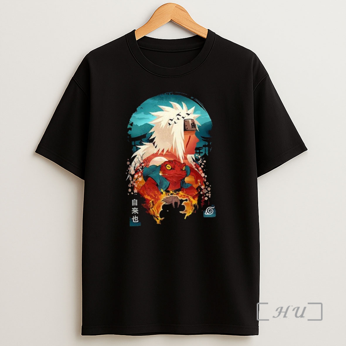 Officials Jiraiya Naruto Anime Toad Sage Silhouette And Gamabunta Ukiyo E Shirt Sweatshirt Tee