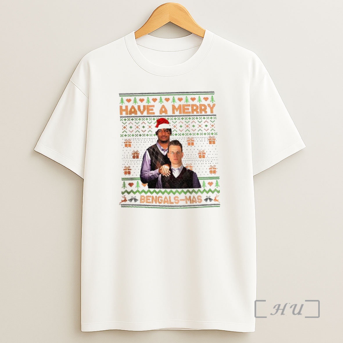 Officials Joe Burrow And Jamarr Chase Cincinnati Bengals Stepbrothers Have A Merry Bengals Mas Christmas Premium Shirt Sweatshirt Tee