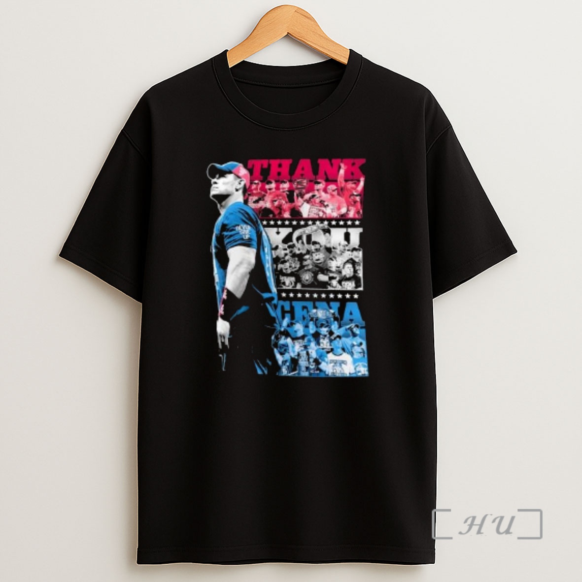 Officials John Cena Thank You Cena Red White And Blue Circle Black Shirt Sweatshirt Tee