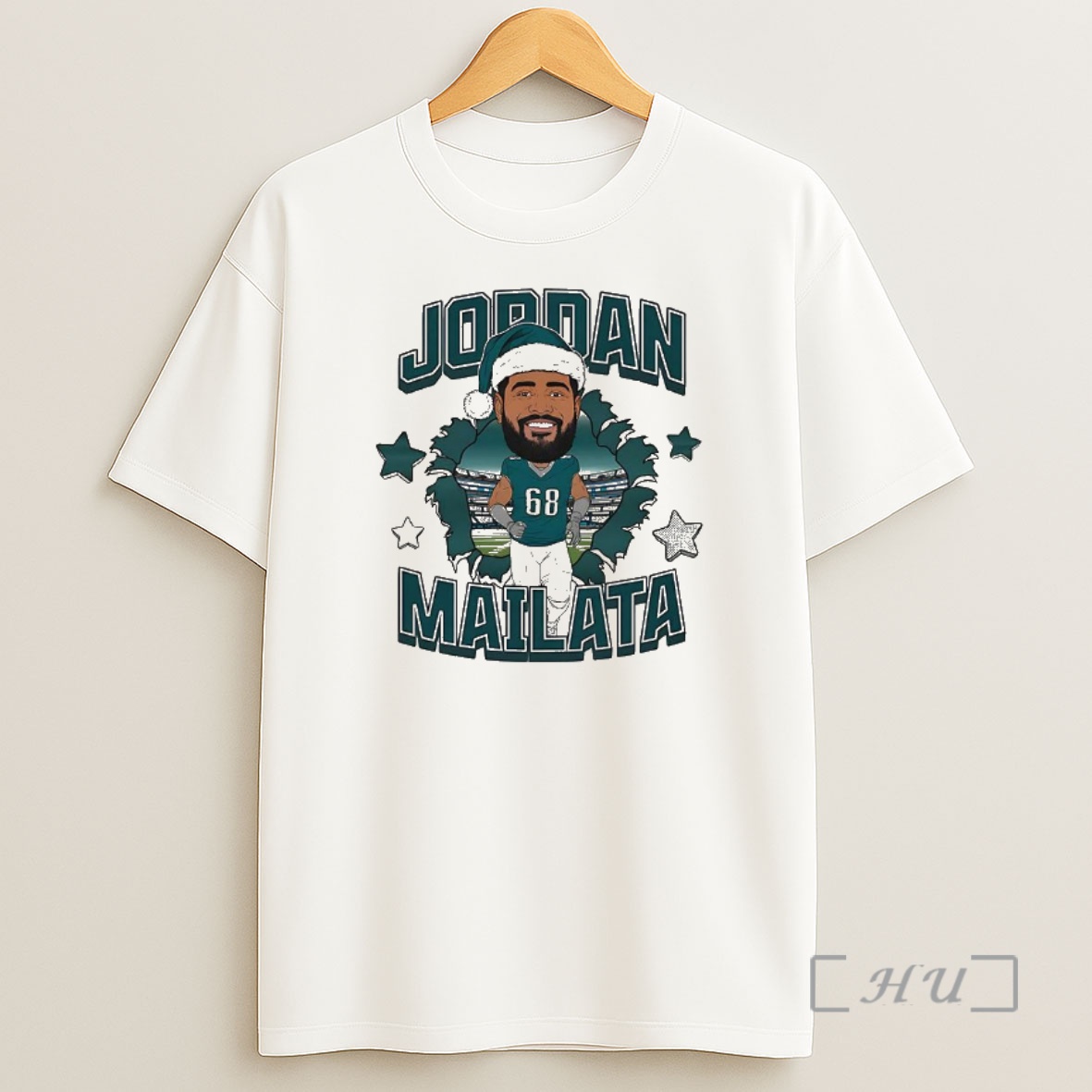 Officials Jordan Mailata Santa Hat Philadelphia Eagles Football Inside Me Christmas Shirt Sweatshirt Tee