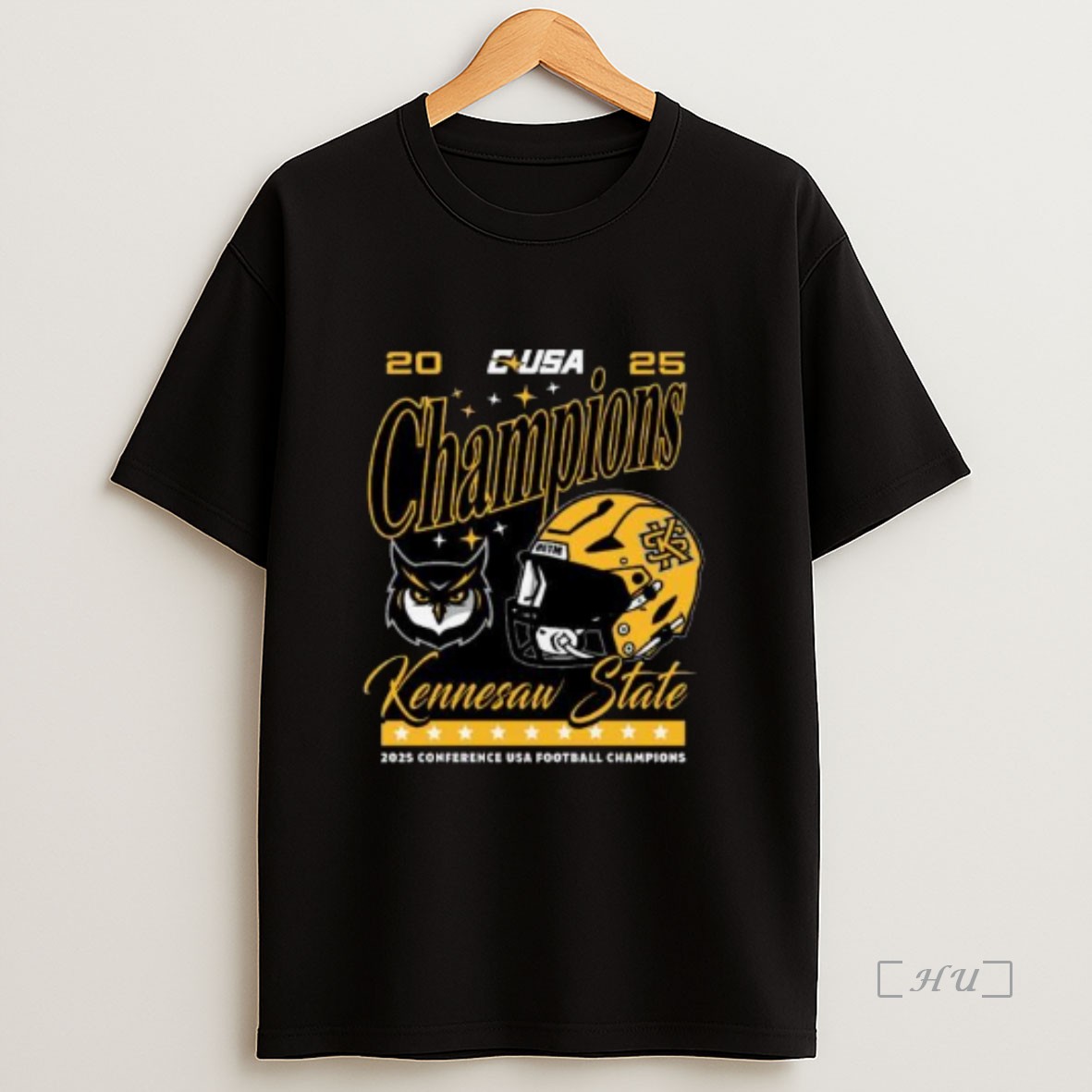 Officials Ksu Conference Champions 2025 C Usa Football Owl And Helmel Circle Black Premium Shirt Sweatshirt Tee