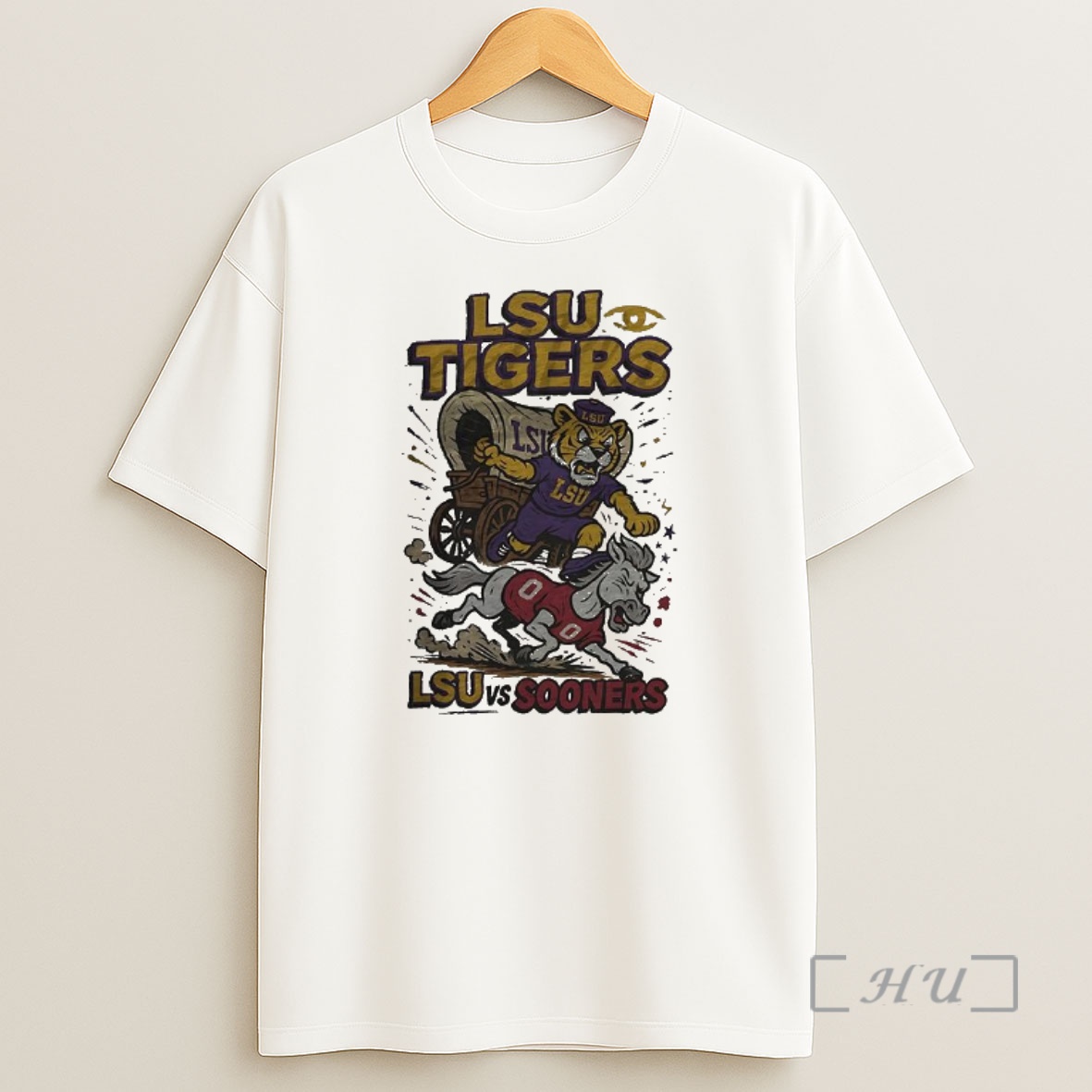 Officials Lsu Tigers Beat Oklahoma Sooners Ncaa Football Artwork Mascot Fight Retro Shirt Sweatshirt Tee