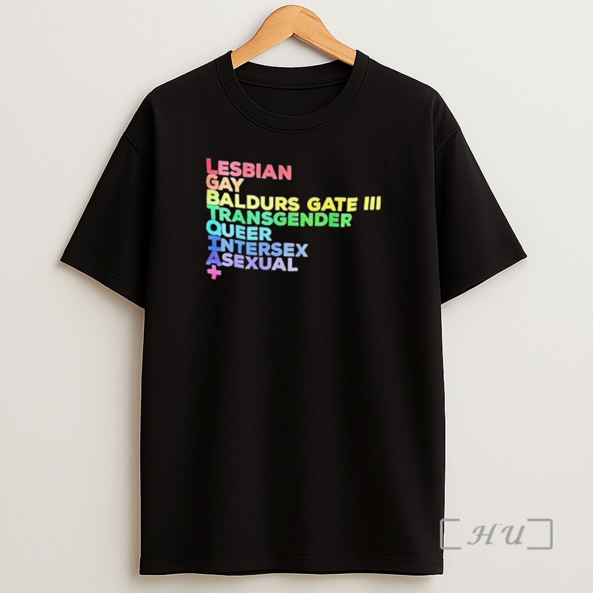 Officials Lesbian Gay Baldurs Gate Iii Transgender Queer Intersex Asexual Rainbow Text Premium Shirt Sweatshirt Tee