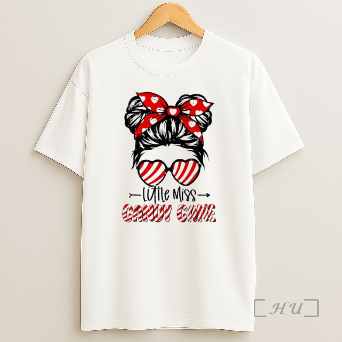 Officials Little Miss Candy Cane Messy Bun Girl Christmas Holiday Premium Shirt Sweatshirt Tee