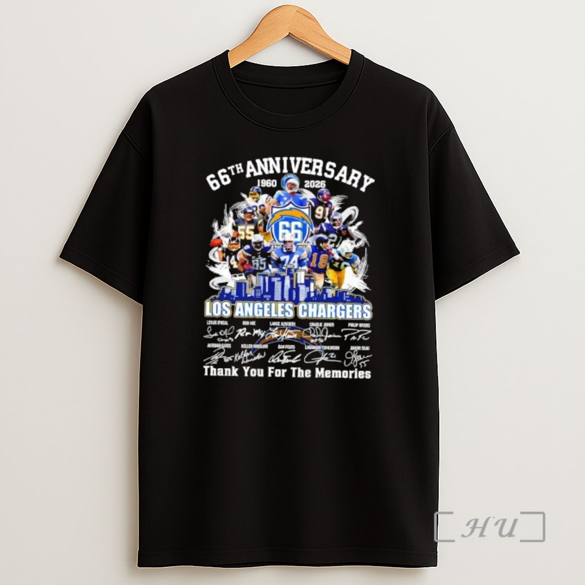 Officials Los Angeles Chargers 1960 2026 66th Anniversary Thank For The Memories Signatures Shirt Sweatshirt Tee
